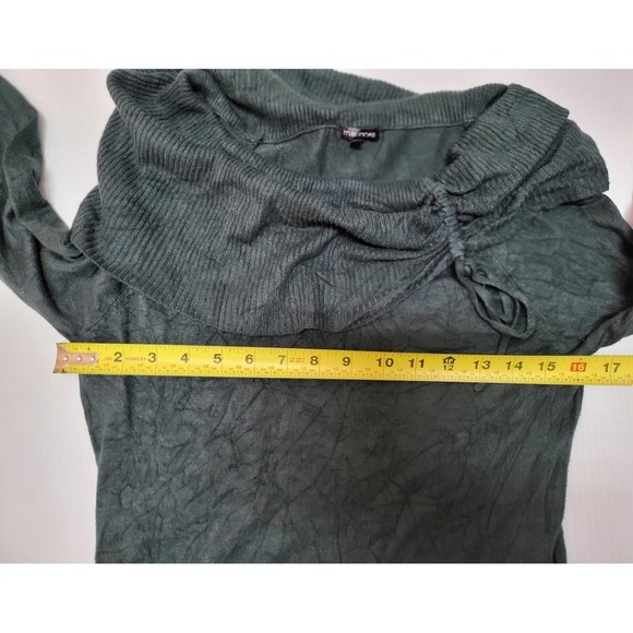 Maurices Tunic Top Off Shoulder Ruched Long Sleeve Green Medium - Picture 5 of 6